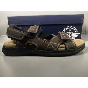 Dockers Newpage Sandals Mens Size 11 M Brown Hook & Loop Memory Foam Comfort